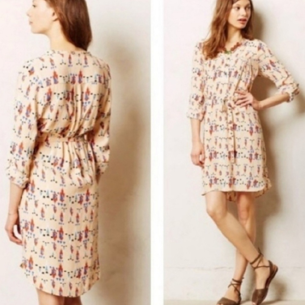 Stylish Cream Patterned Dress